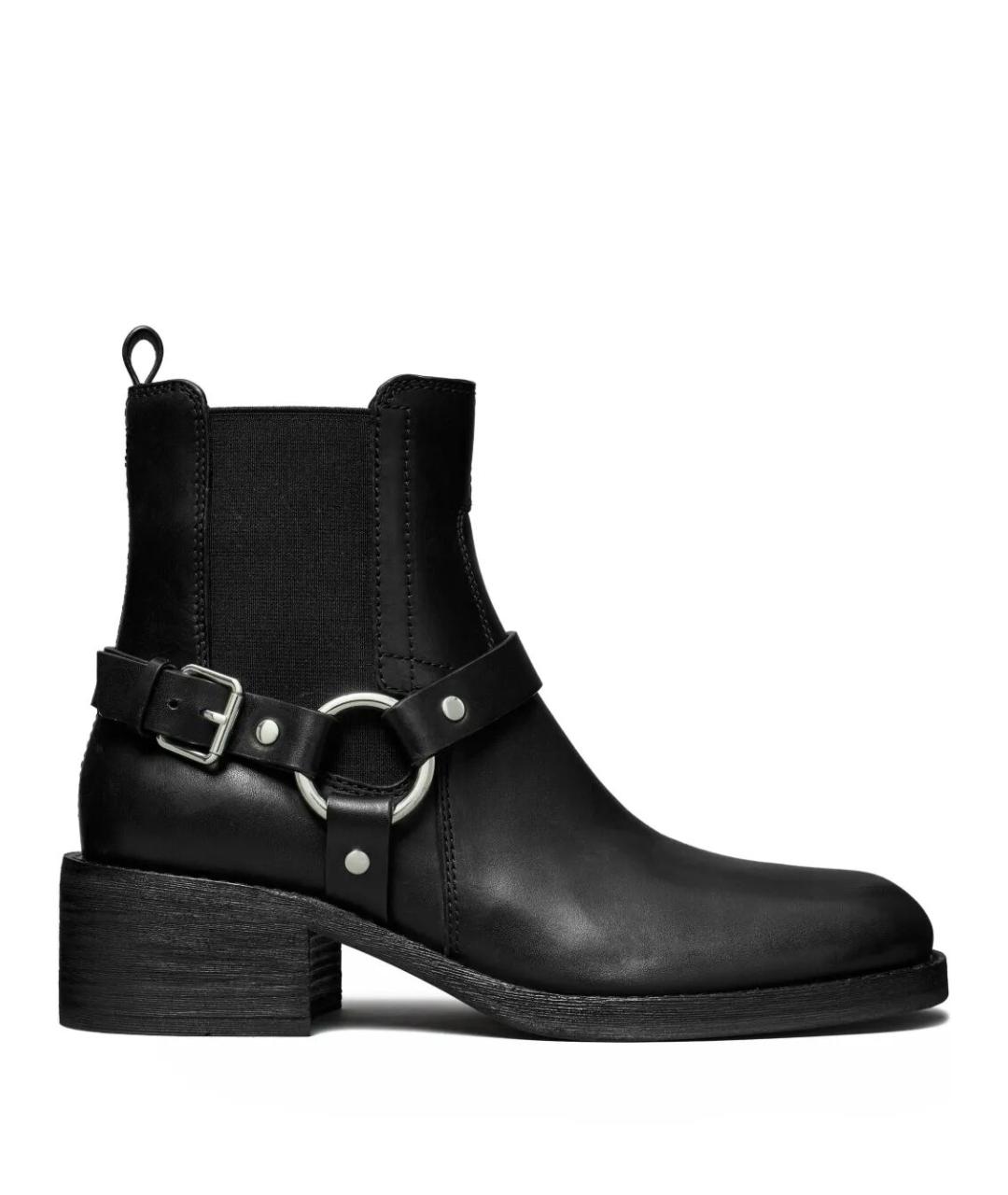 TORY BURCH Черные кожаные ботинки, фото 1