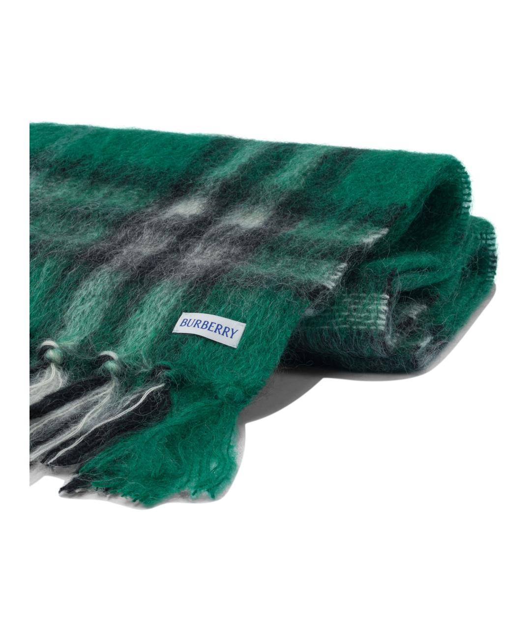 BURBERRY Зеленый кашемировый шарф, фото 2