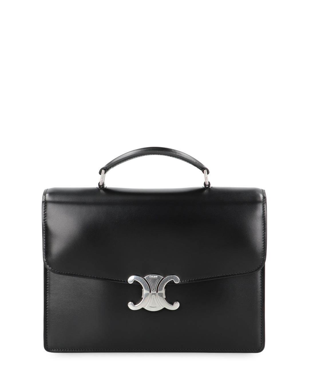 CELINE Черная кожаная сумка с короткими ручками, фото 1