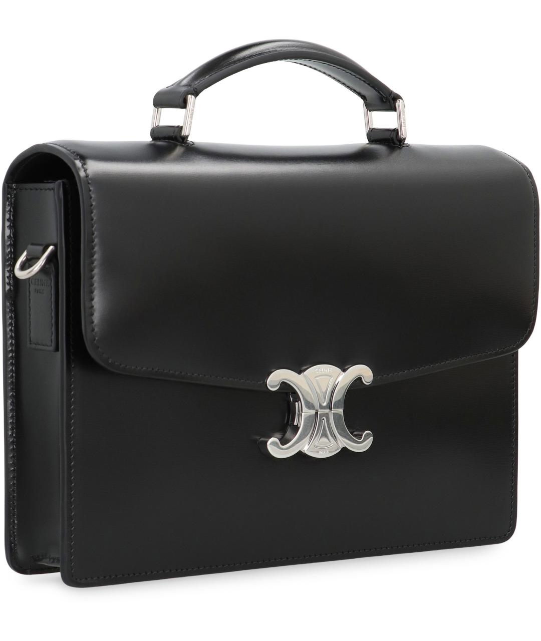 CELINE Черная кожаная сумка с короткими ручками, фото 2