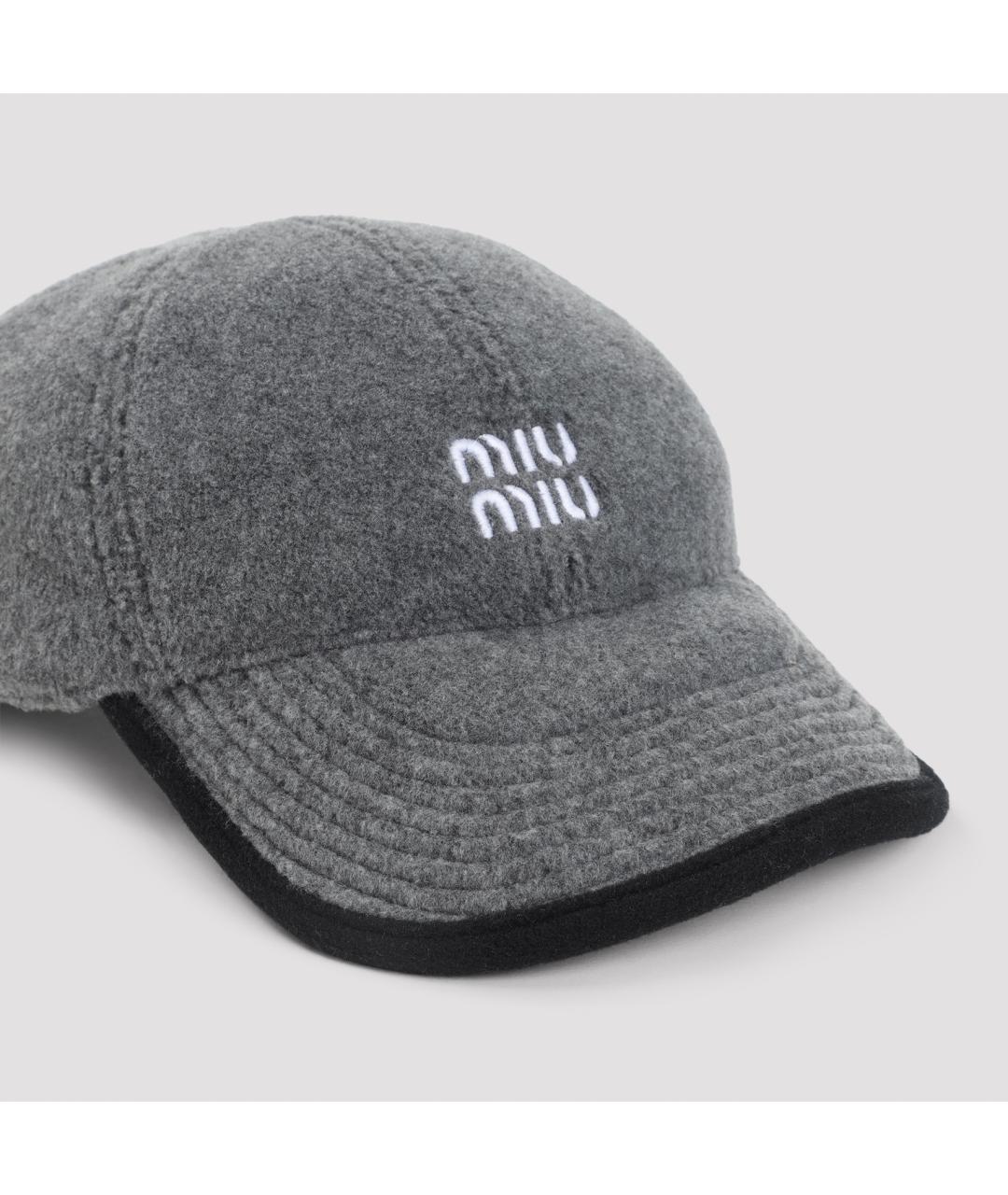 MIU MIU Серая синтетическая кепка, фото 3