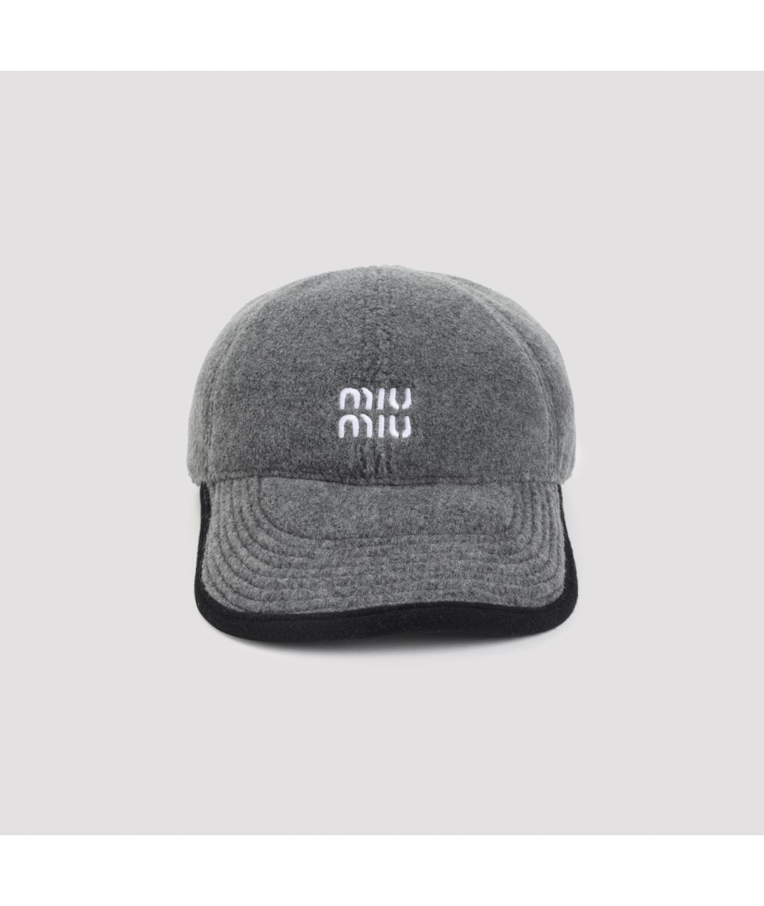 MIU MIU Серая синтетическая кепка, фото 2