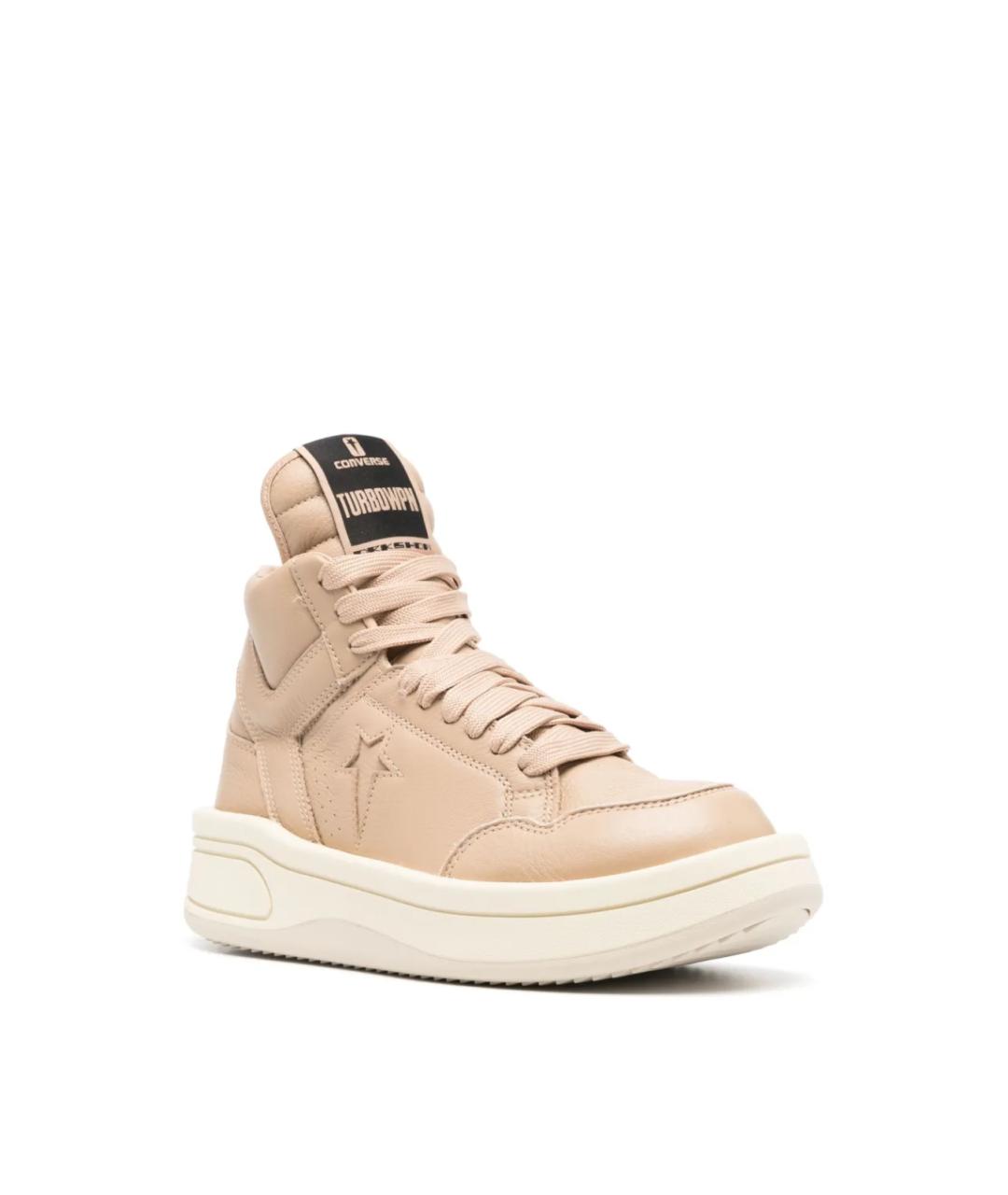 RICK OWENS DRKSHDW Бежевые кожаные кроссовки, фото 2