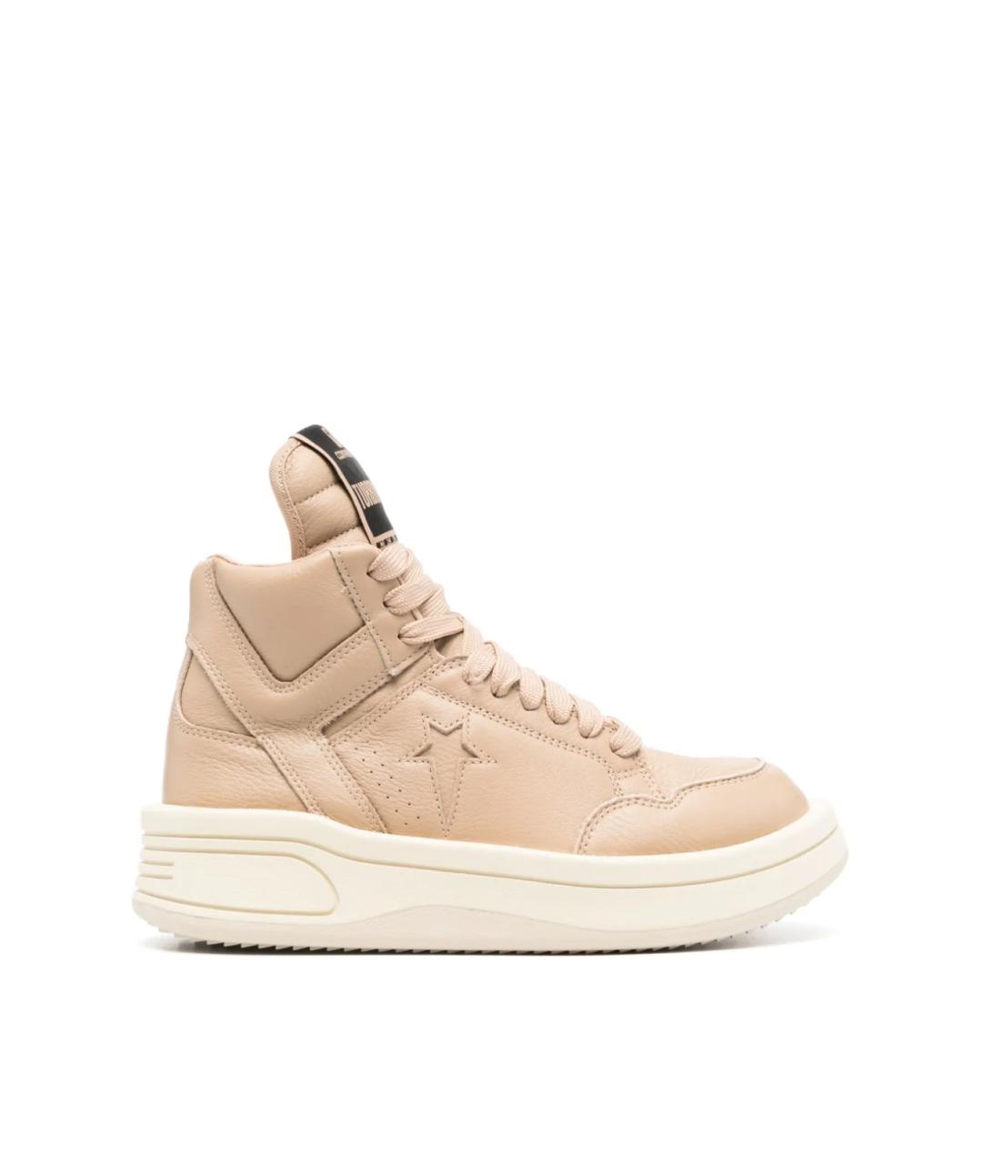 RICK OWENS DRKSHDW Бежевые кожаные кроссовки, фото 1