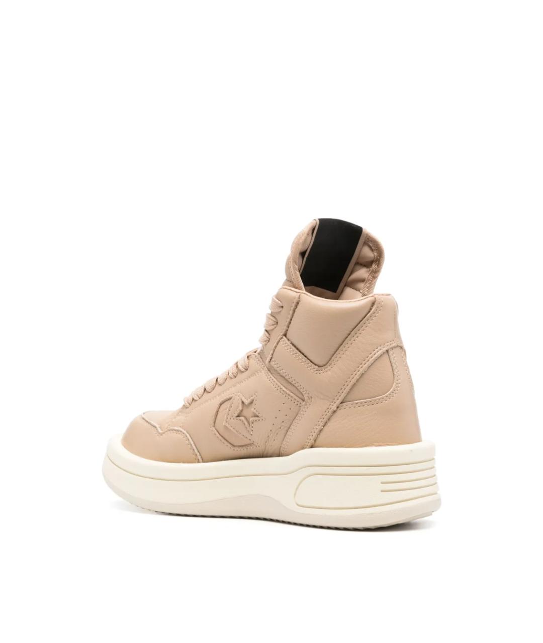 RICK OWENS DRKSHDW Бежевые кожаные кроссовки, фото 3