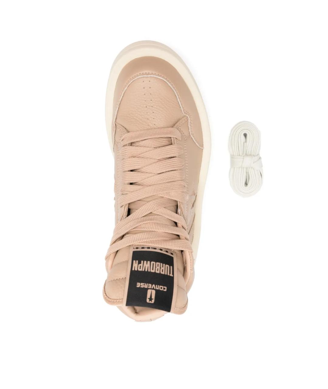 RICK OWENS DRKSHDW Бежевые кожаные кроссовки, фото 4