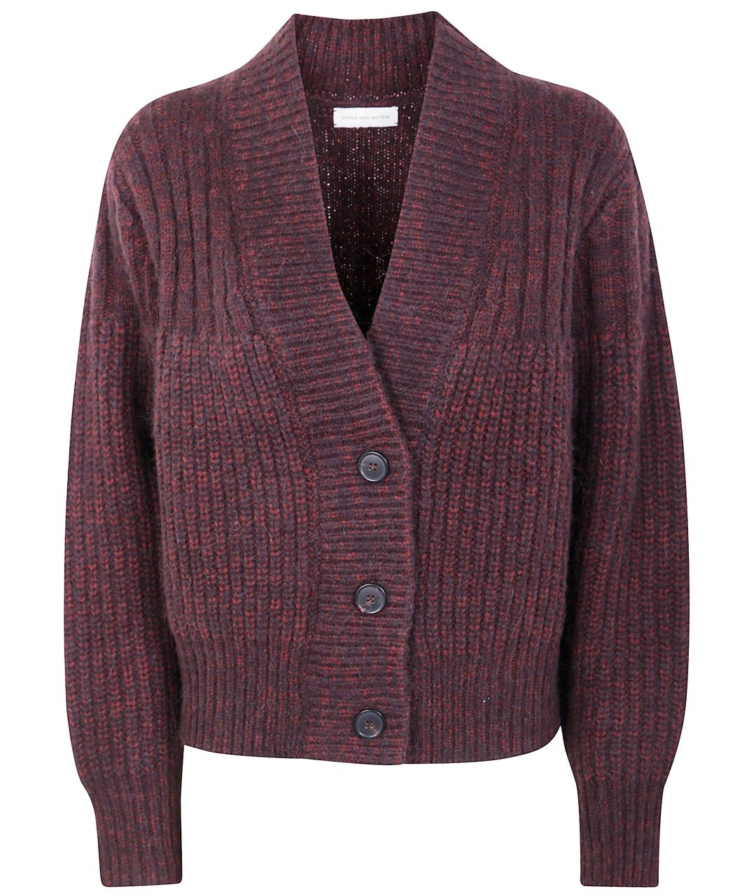 DRIES VAN NOTEN Бордовый шерстяной кардиган, фото 1