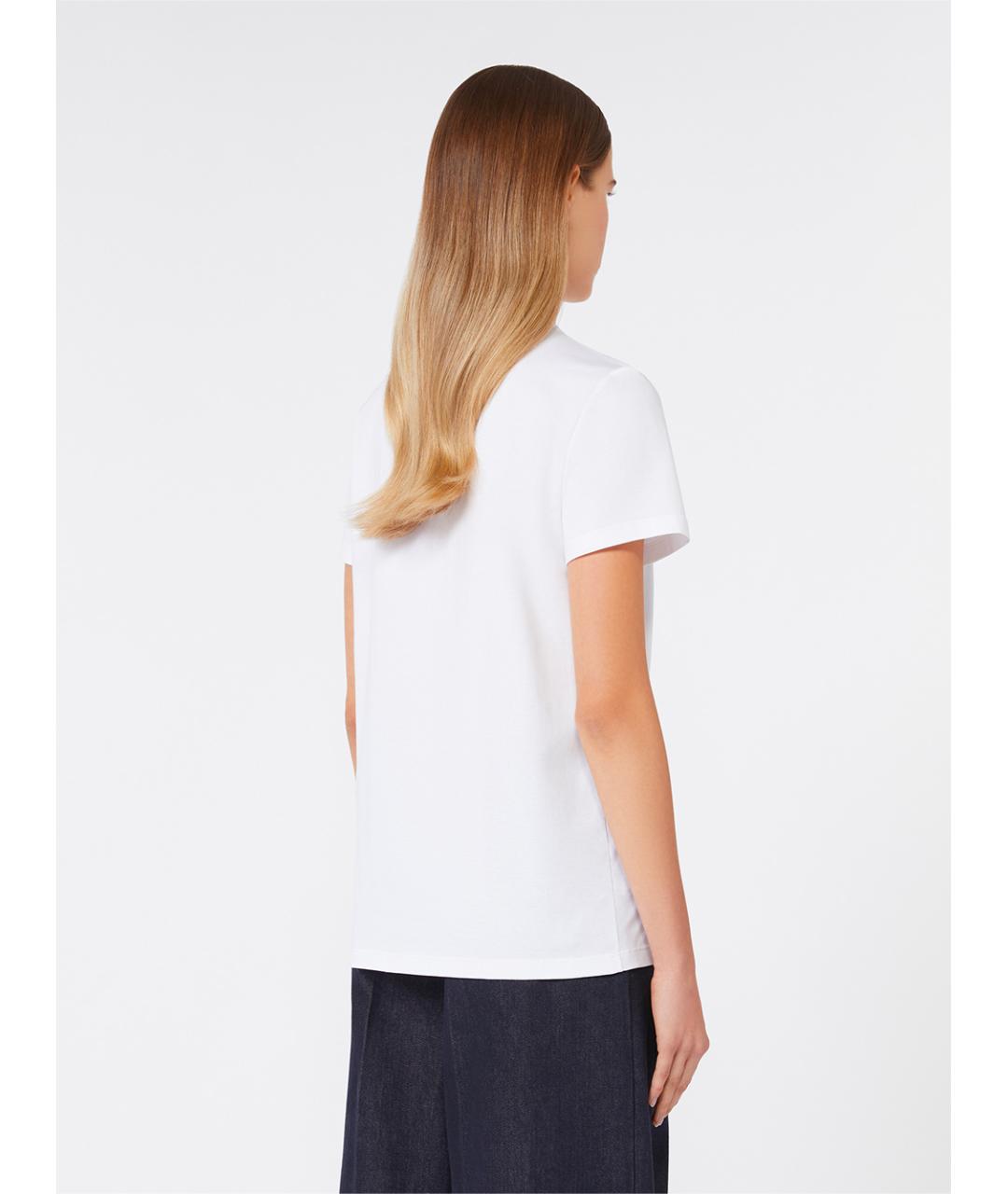 MAX MARA Белая хлопковая футболка, фото 3