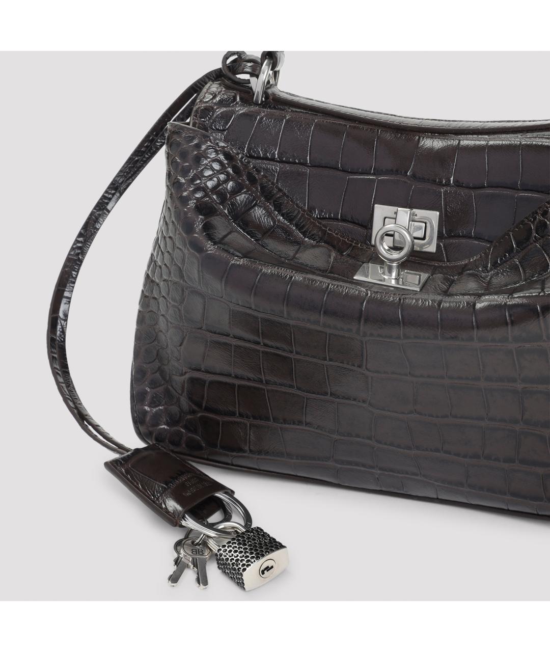 BALENCIAGA Коричневая кожаная сумка с короткими ручками, фото 3