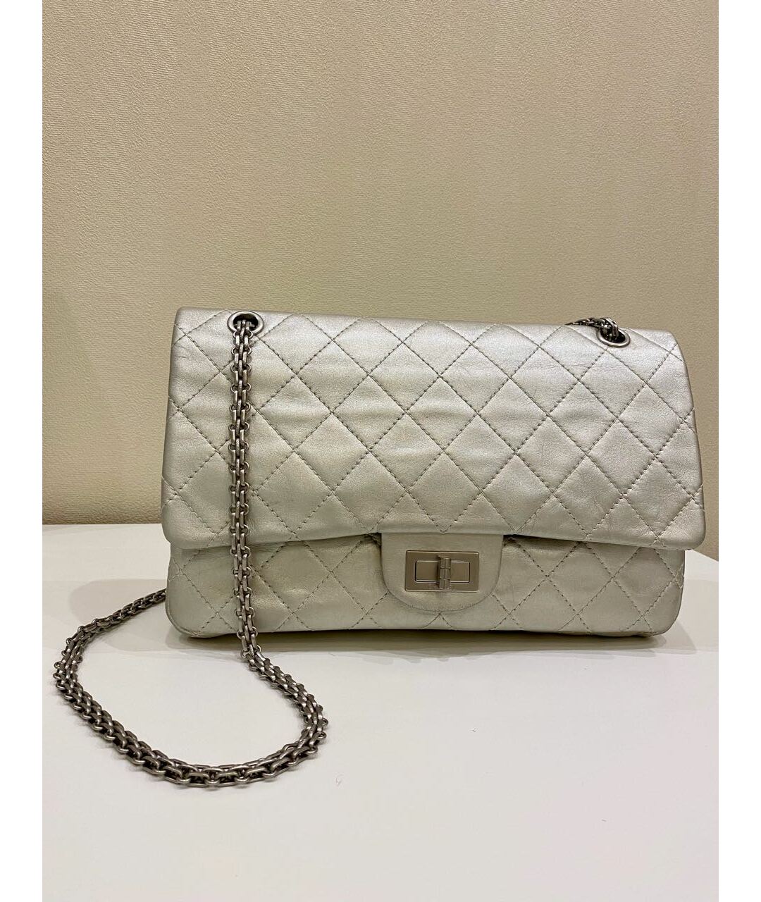 CHANEL Серебряная кожаная сумка тоут, фото 9