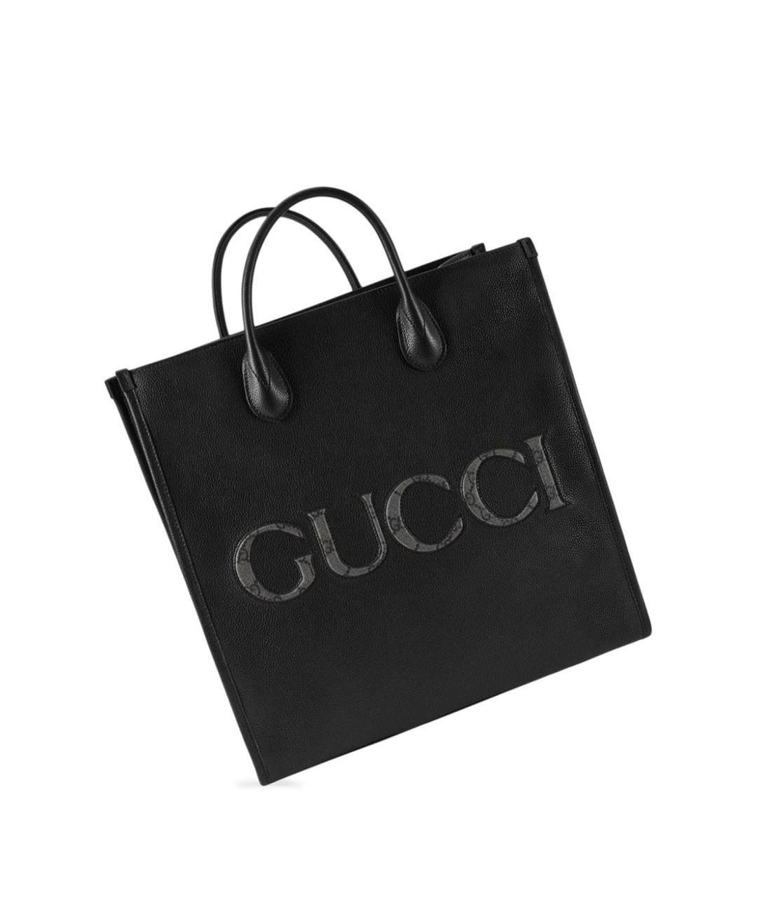 GUCCI Черная кожаная сумка тоут, фото 2