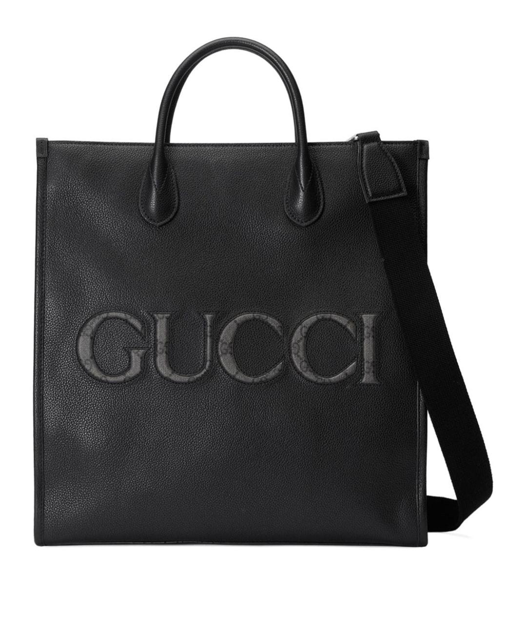 GUCCI Черная кожаная сумка тоут, фото 1
