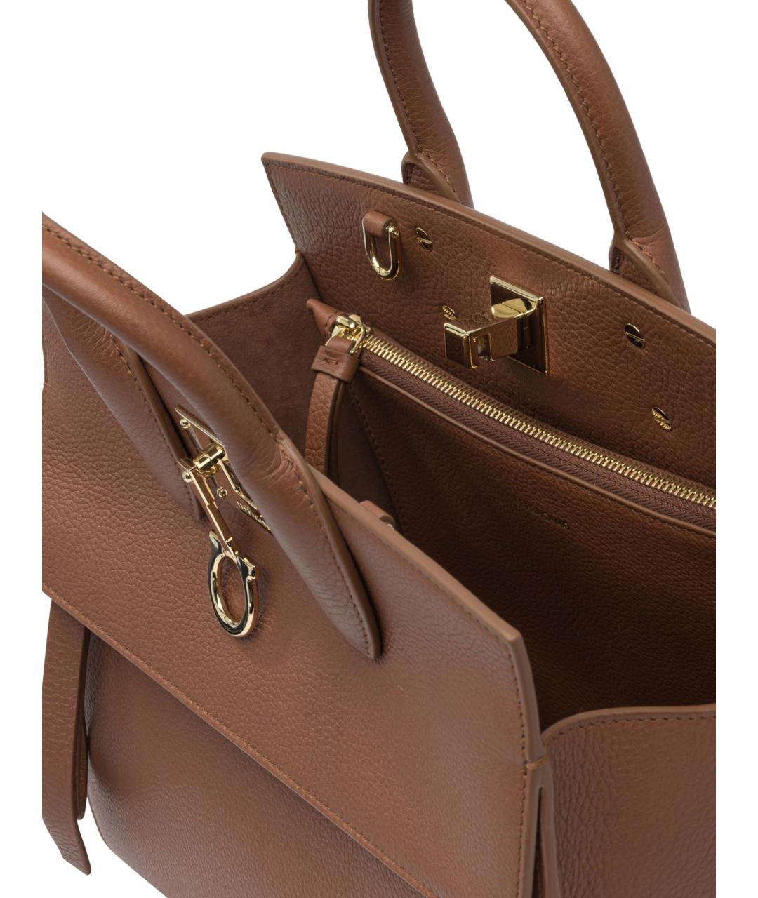 FERRAGAMO Коричневая кожаная сумка тоут, фото 5