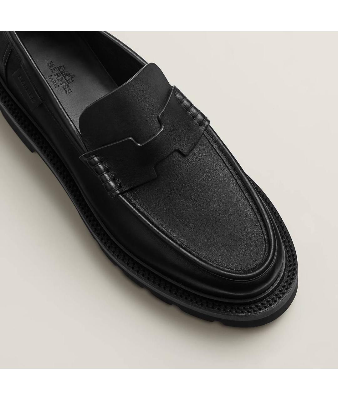HERMES Черные кожаные лоферы, фото 5