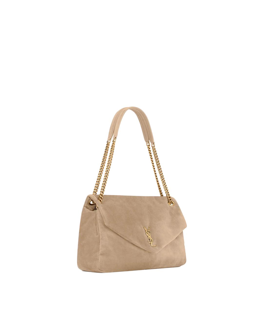 SAINT LAURENT Бежевая кожаная сумка через плечо, фото 2
