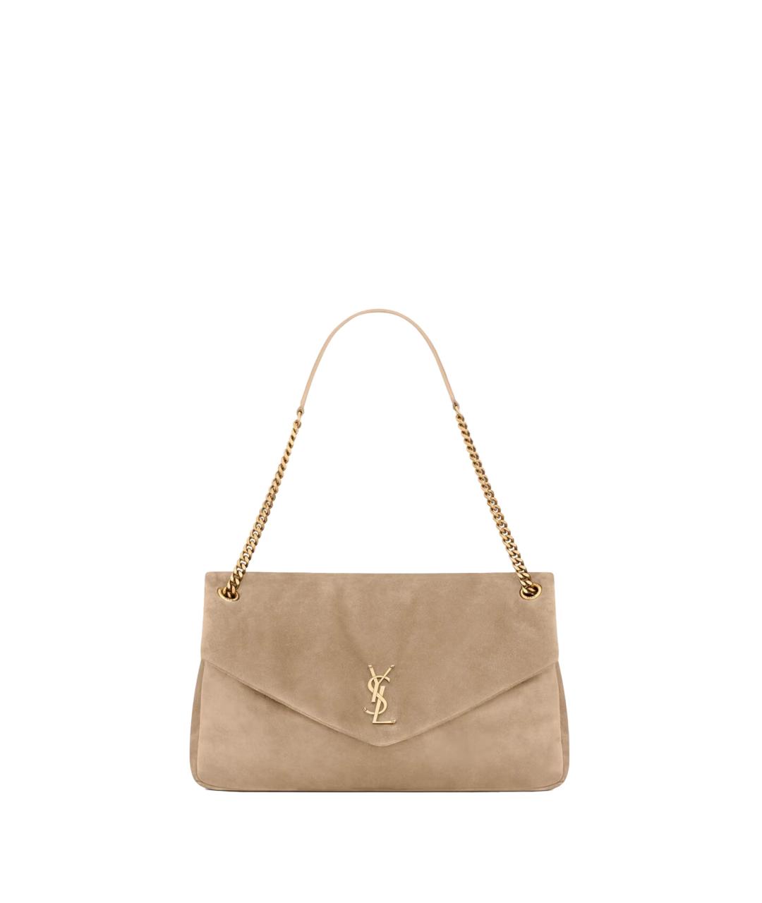 SAINT LAURENT Бежевая кожаная сумка через плечо, фото 1