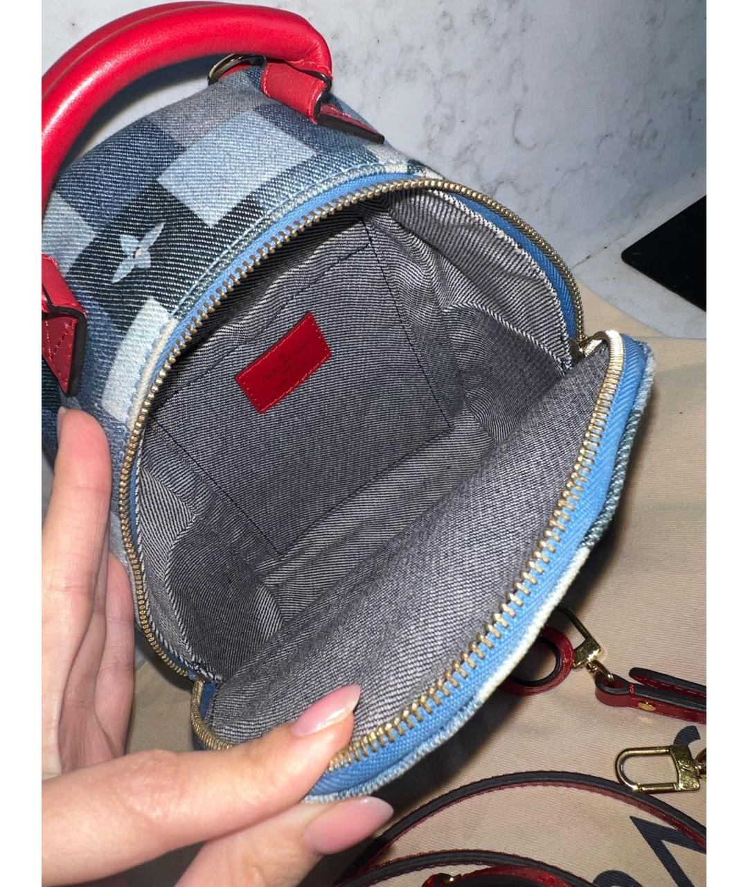 LOUIS VUITTON Синий тканевый рюкзак, фото 4