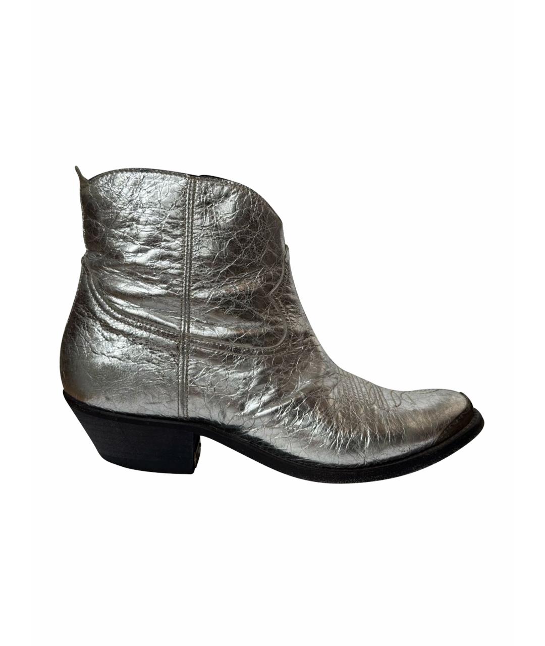 GOLDEN GOOSE DELUXE BRAND Серебряные кожаные ботильоны, фото 1