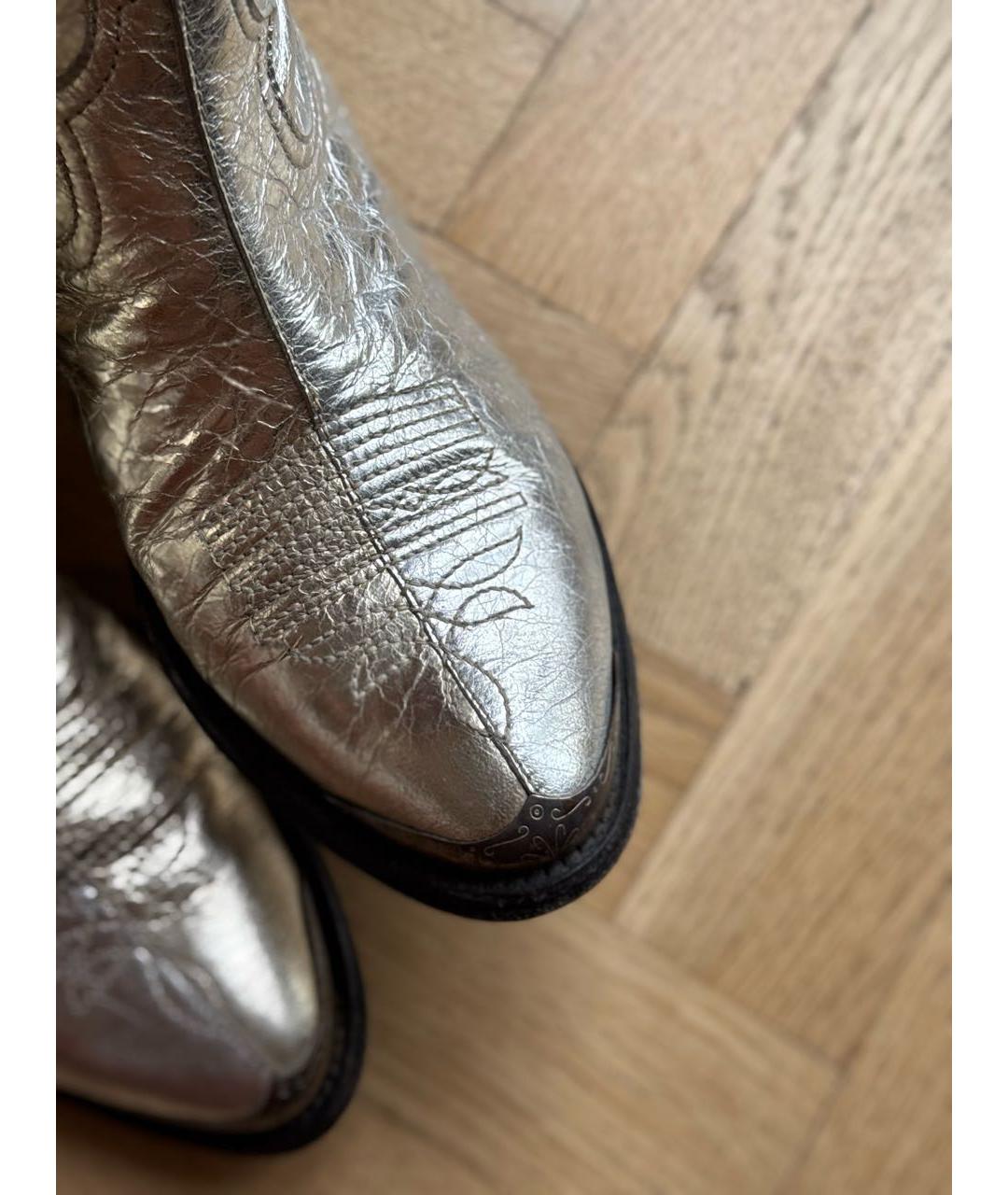 GOLDEN GOOSE DELUXE BRAND Серебряные кожаные ботильоны, фото 6