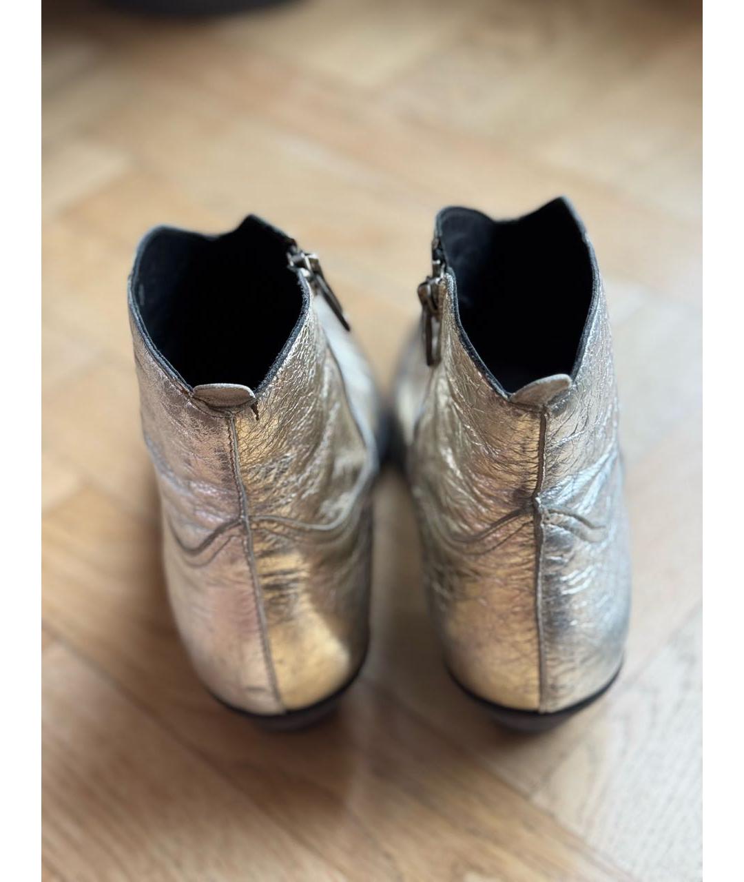 GOLDEN GOOSE DELUXE BRAND Серебряные кожаные ботильоны, фото 4