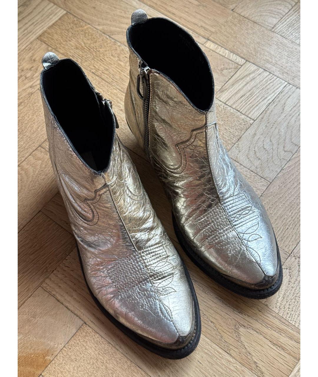 GOLDEN GOOSE DELUXE BRAND Серебряные кожаные ботильоны, фото 3