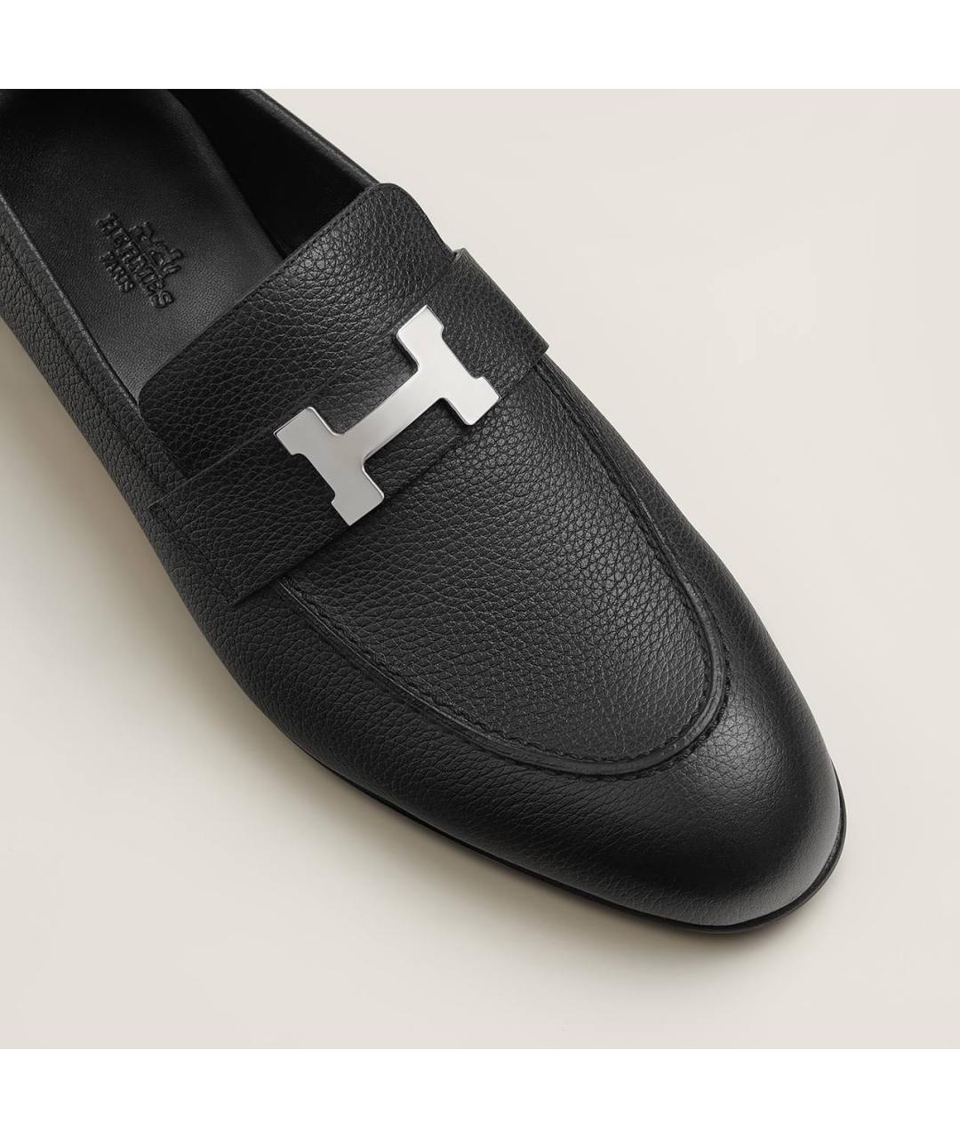 HERMES Черные кожаные лоферы, фото 4