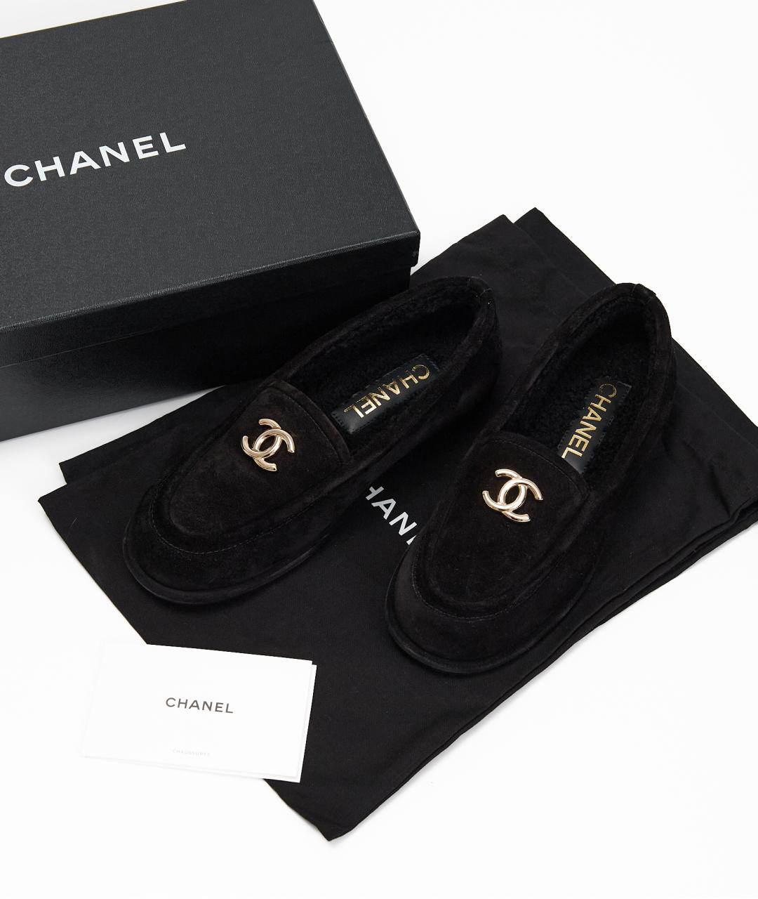 CHANEL Черные замшевые лоферы, фото 6