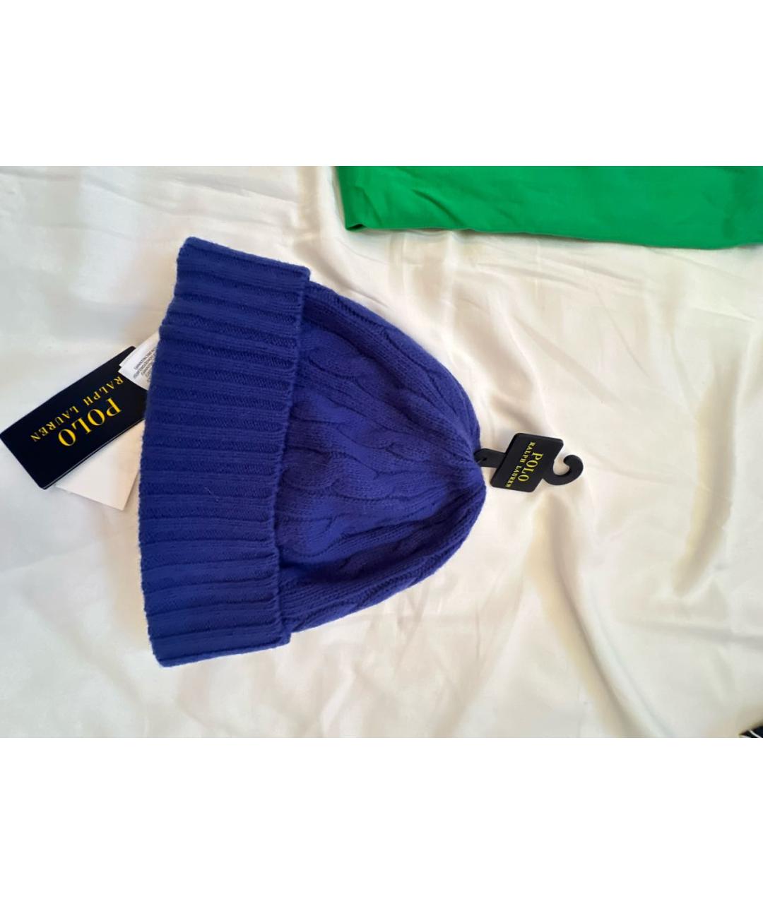 POLO RALPH LAUREN Синяя шерстяная шапка, фото 2