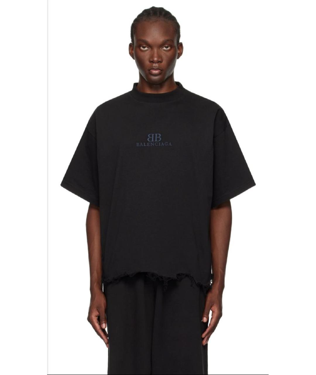 BALENCIAGA Черная хлопковая футболка, фото 7