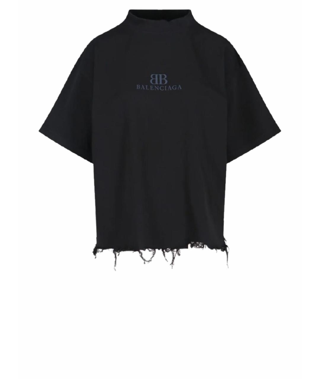 BALENCIAGA Черная хлопковая футболка, фото 1