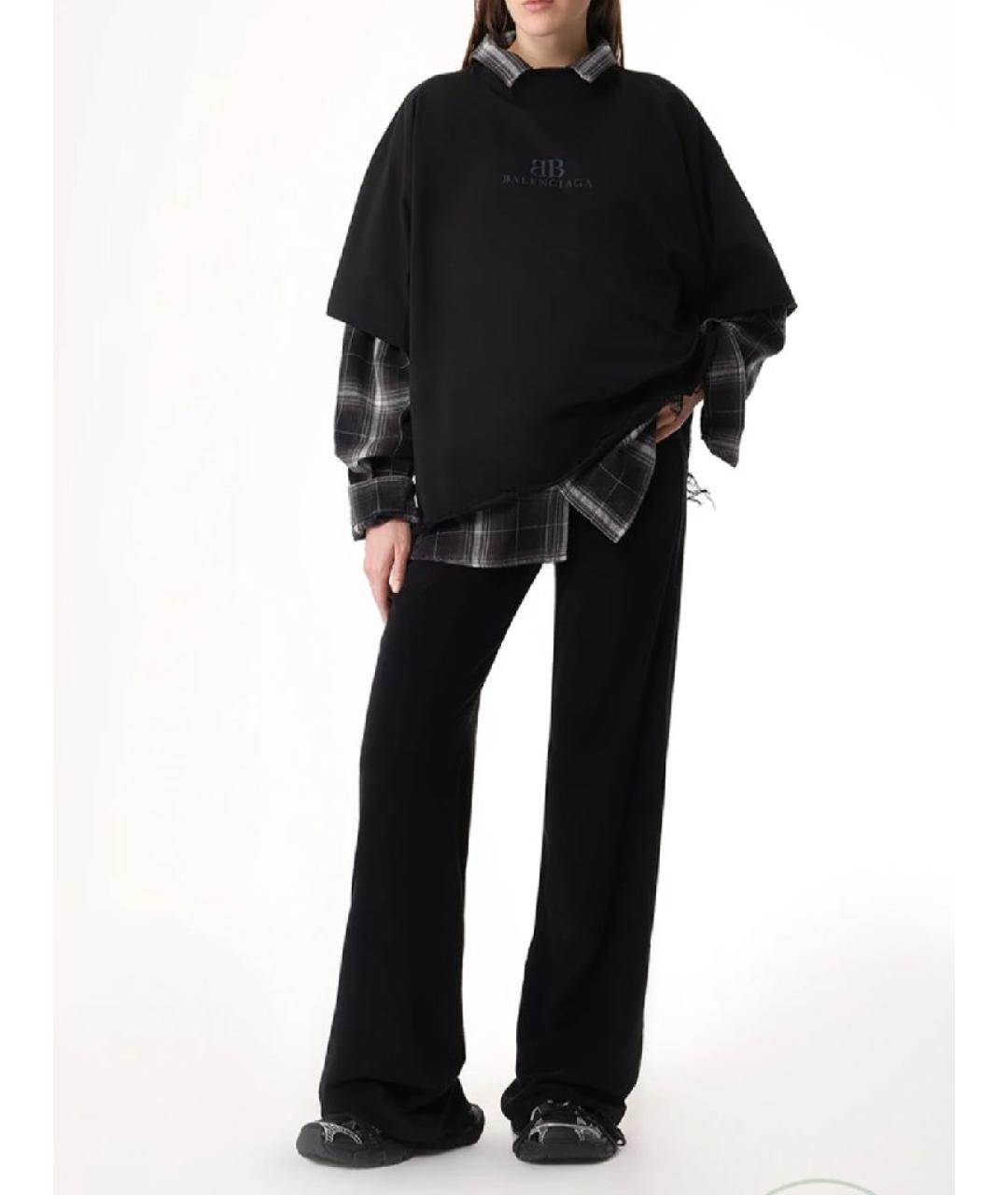 BALENCIAGA Черная хлопковая футболка, фото 4