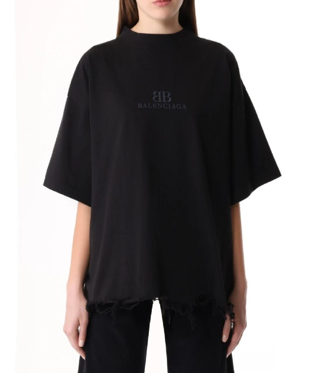 BALENCIAGA Черная хлопковая футболка, фото 2