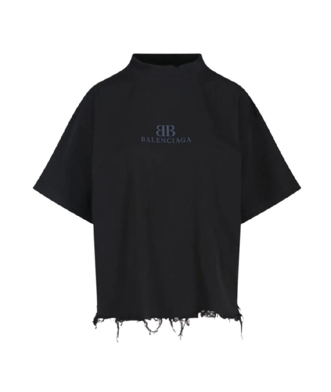 BALENCIAGA Черная хлопковая футболка, фото 10