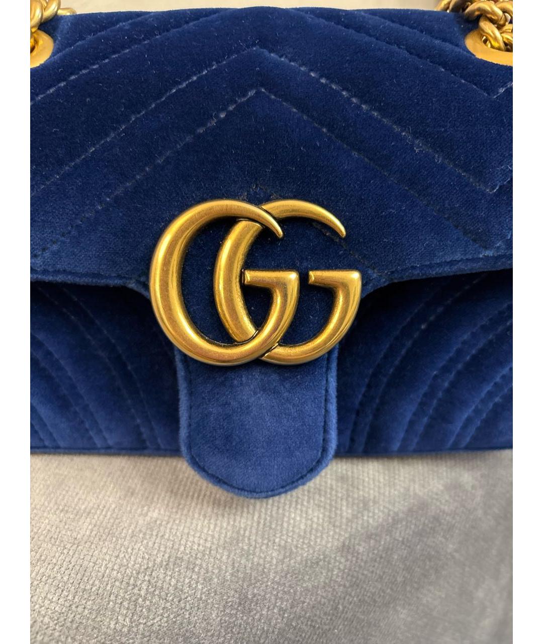 GUCCI Темно-синяя бархатная сумка через плечо, фото 7