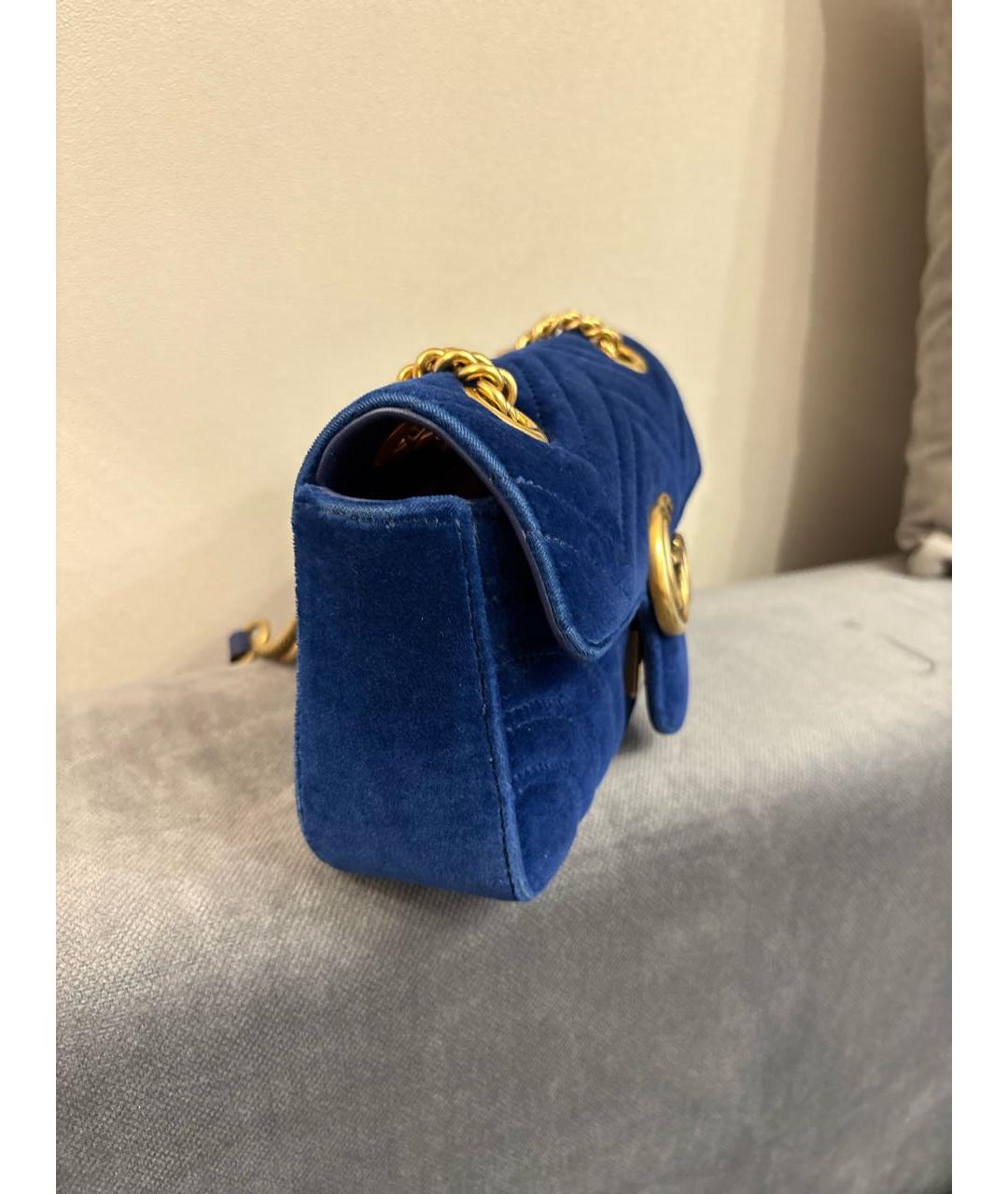 GUCCI Темно-синяя бархатная сумка через плечо, фото 2