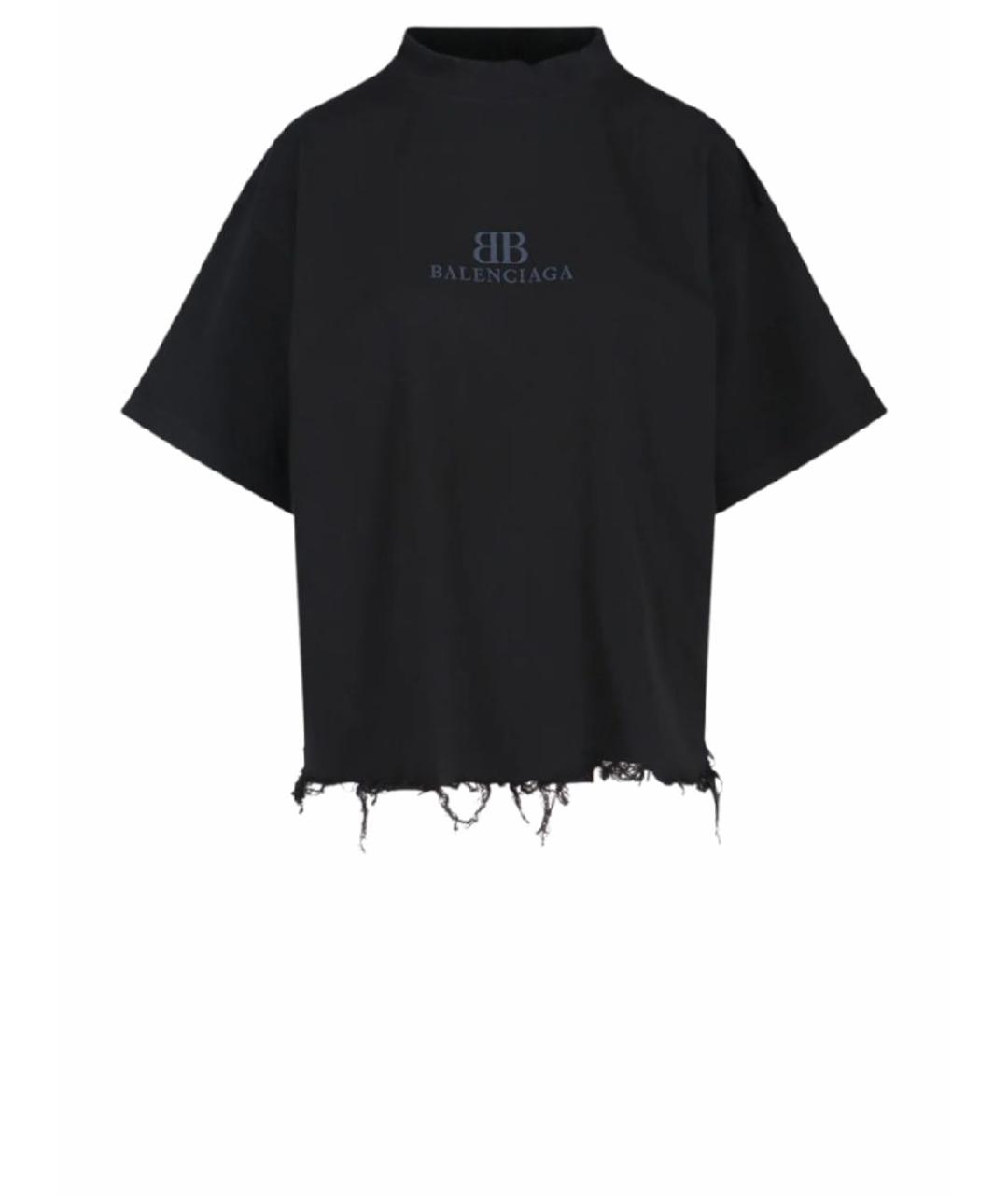 BALENCIAGA Черная хлопковая футболка, фото 1