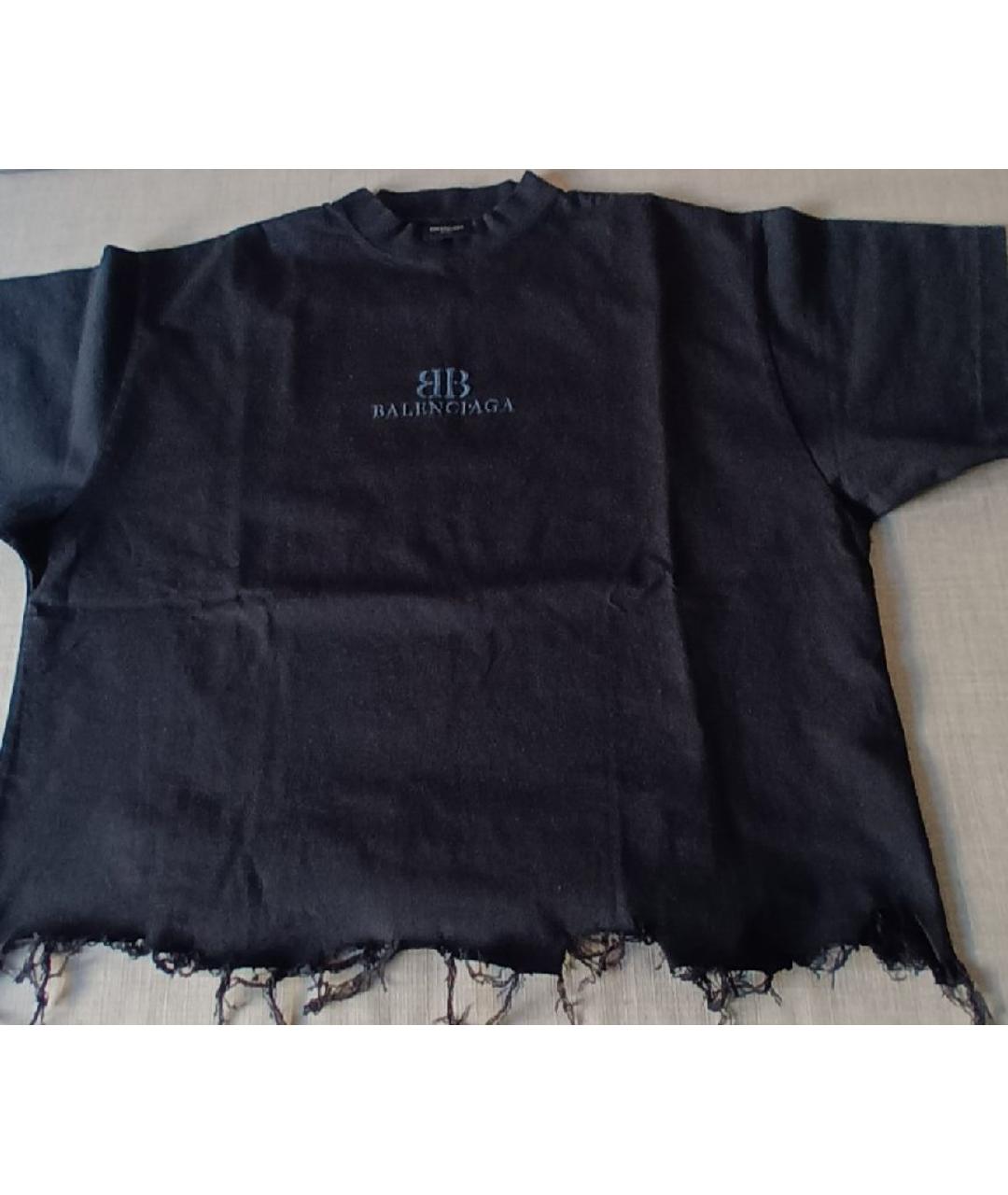 BALENCIAGA Черная хлопковая футболка, фото 6
