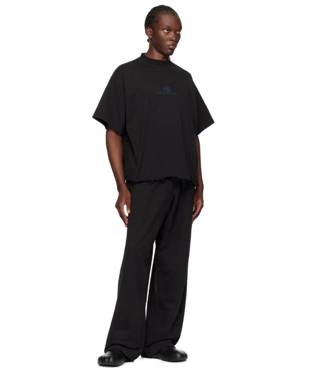 BALENCIAGA Черная хлопковая футболка, фото 2