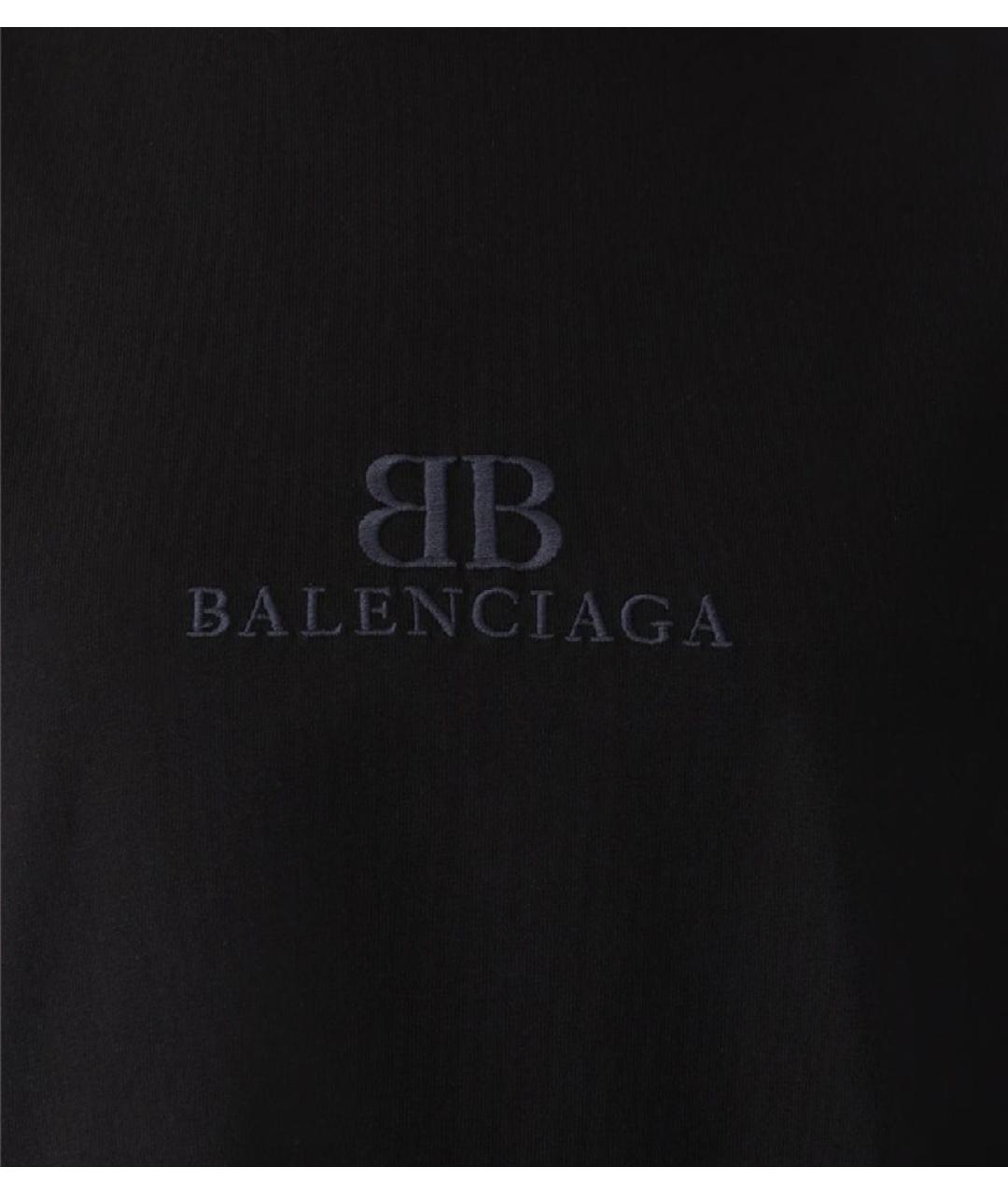 BALENCIAGA Черная хлопковая футболка, фото 3