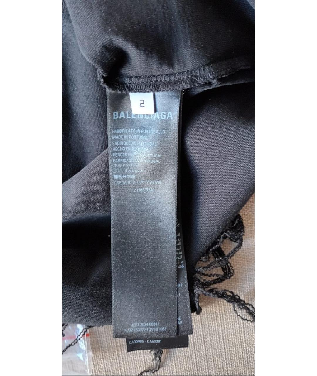 BALENCIAGA Черная хлопковая футболка, фото 7