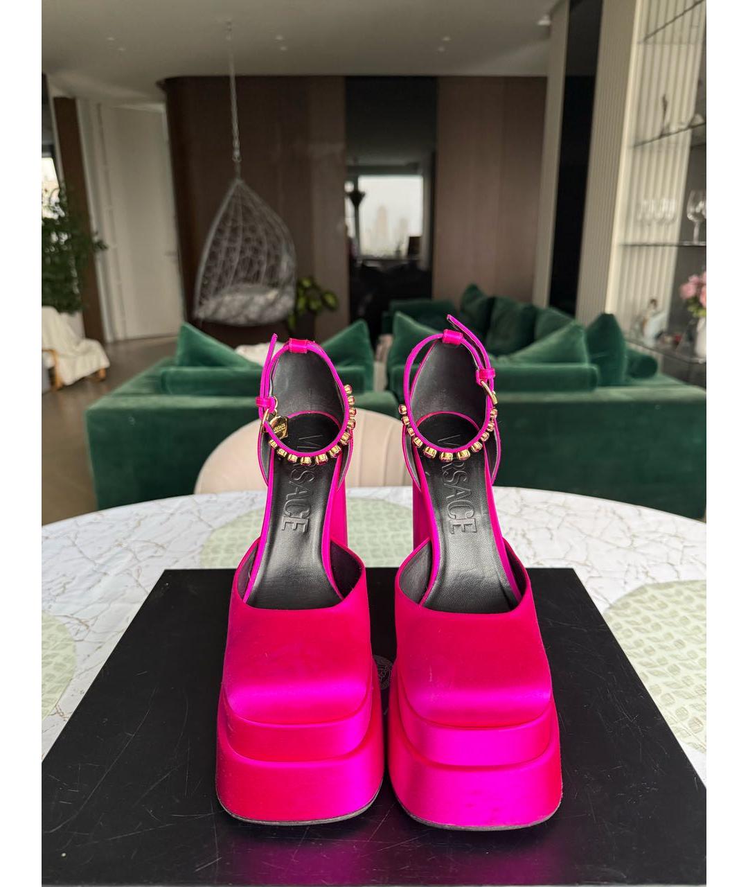 VERSACE Розовые текстильные туфли, фото 2