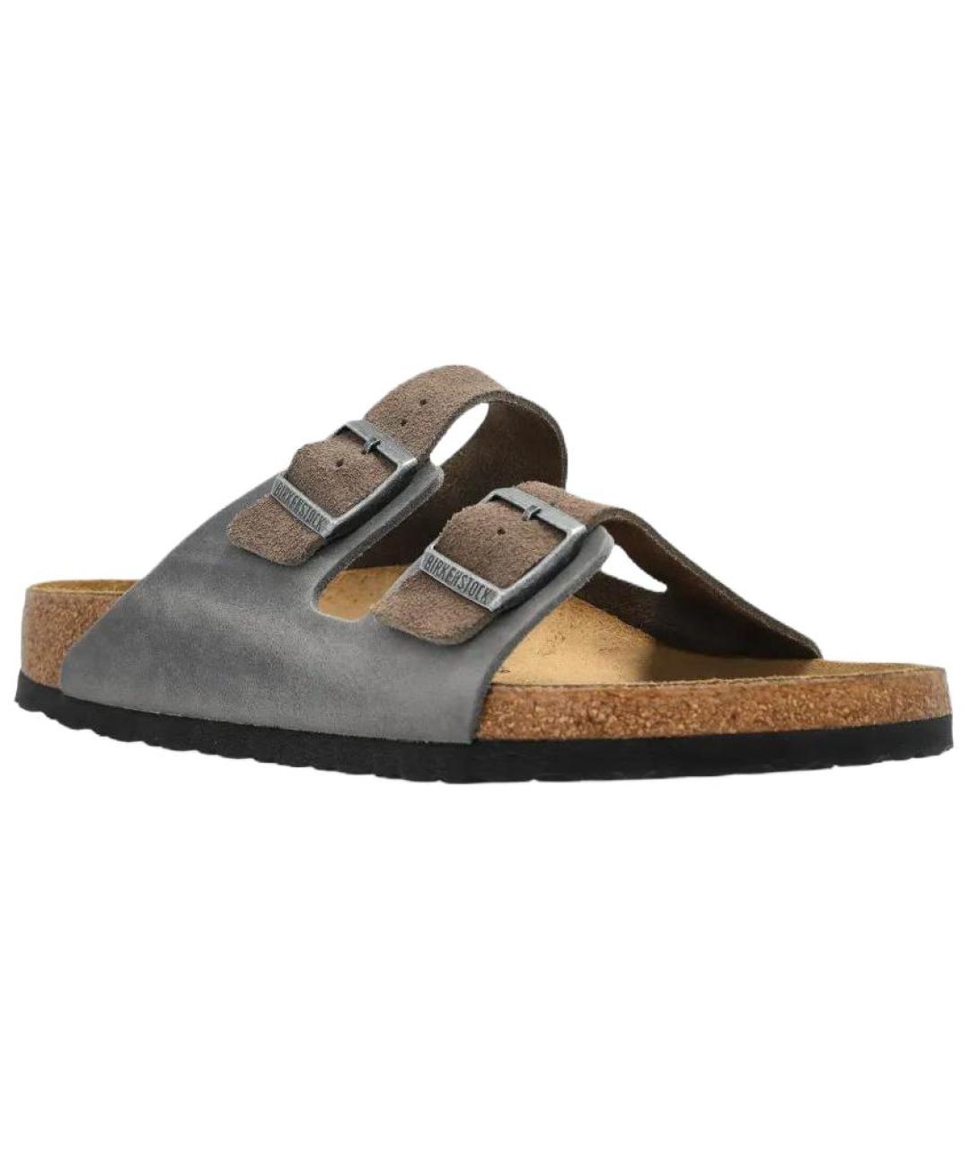 BIRKENSTOCK Серые нубуковые сандалии, фото 2