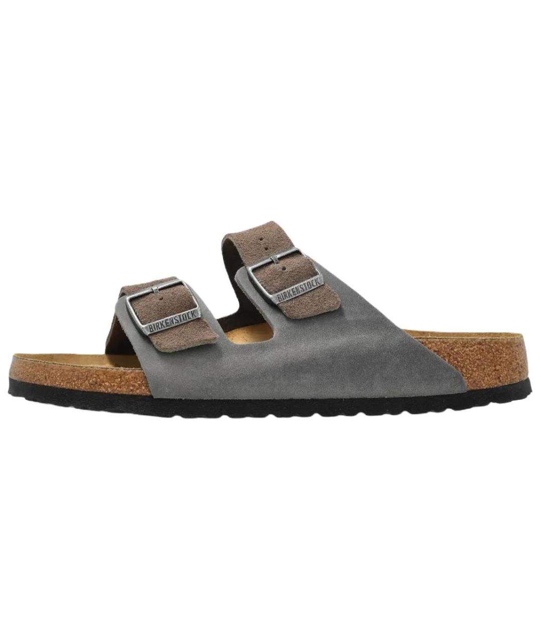 BIRKENSTOCK Серые нубуковые сандалии, фото 4