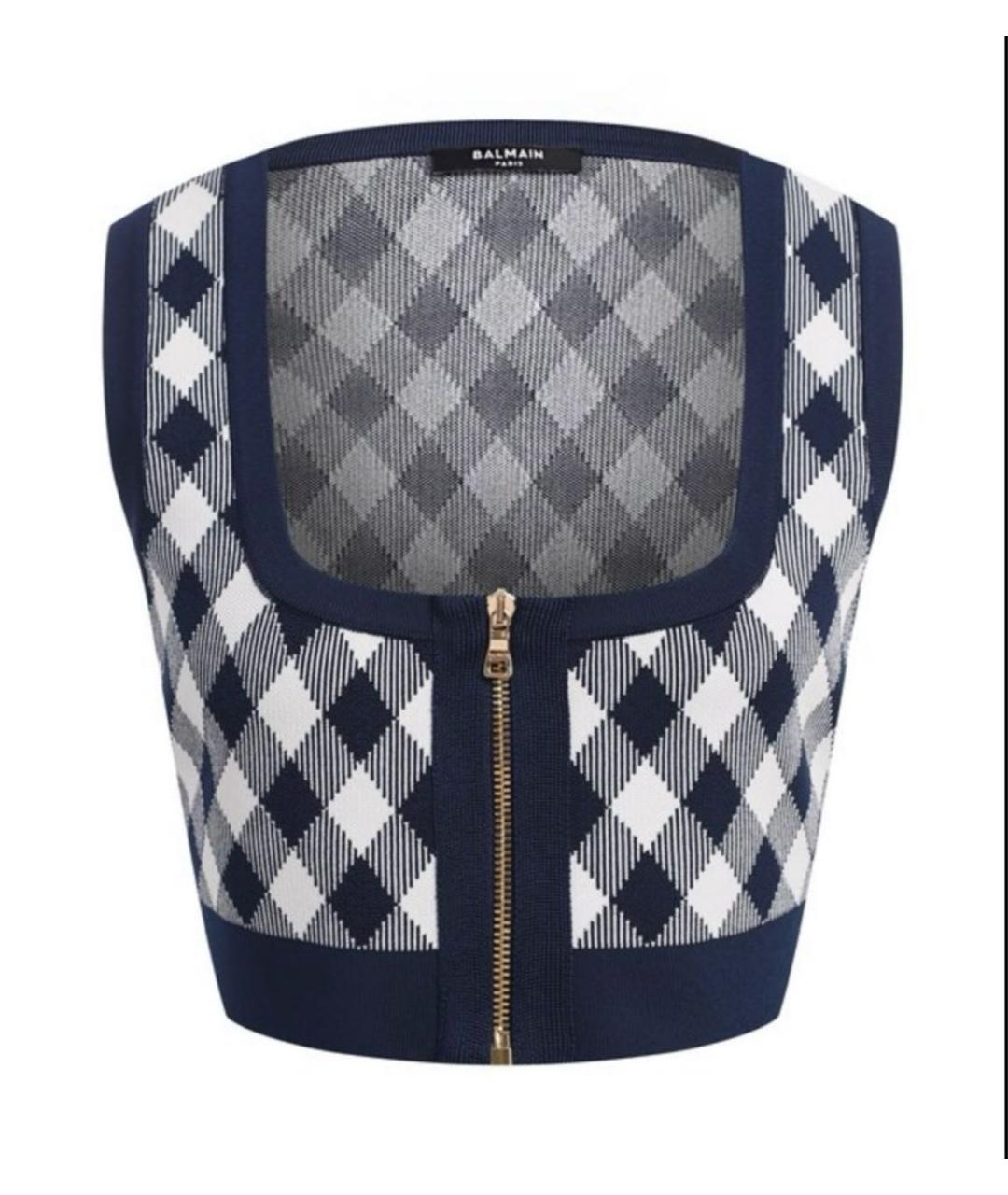 BALMAIN Темно-синяя вискозная жилетка, фото 1