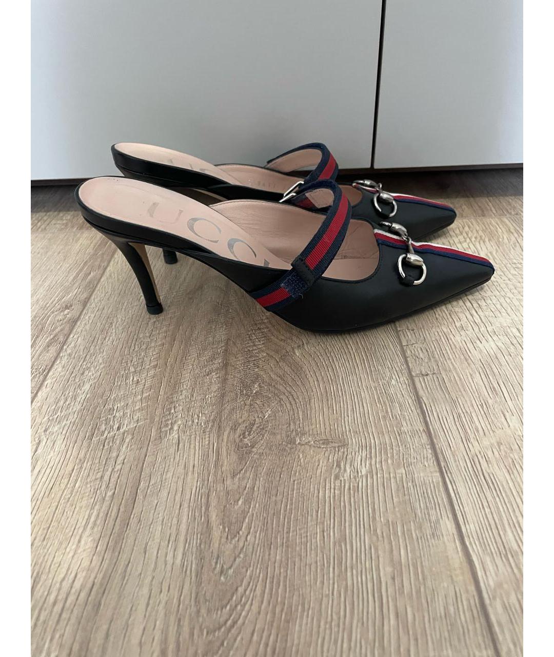 GUCCI Черные кожаные мюли, фото 7