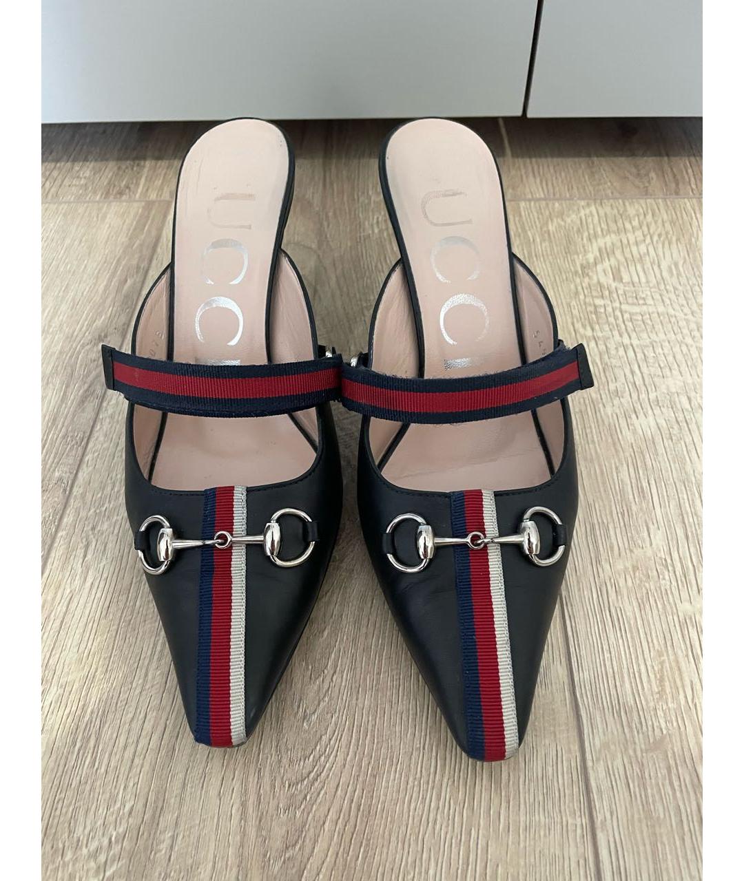 GUCCI Черные кожаные мюли, фото 6