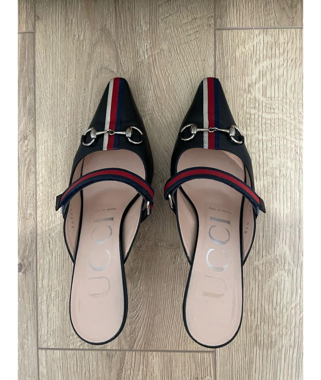 GUCCI Черные кожаные мюли, фото 3