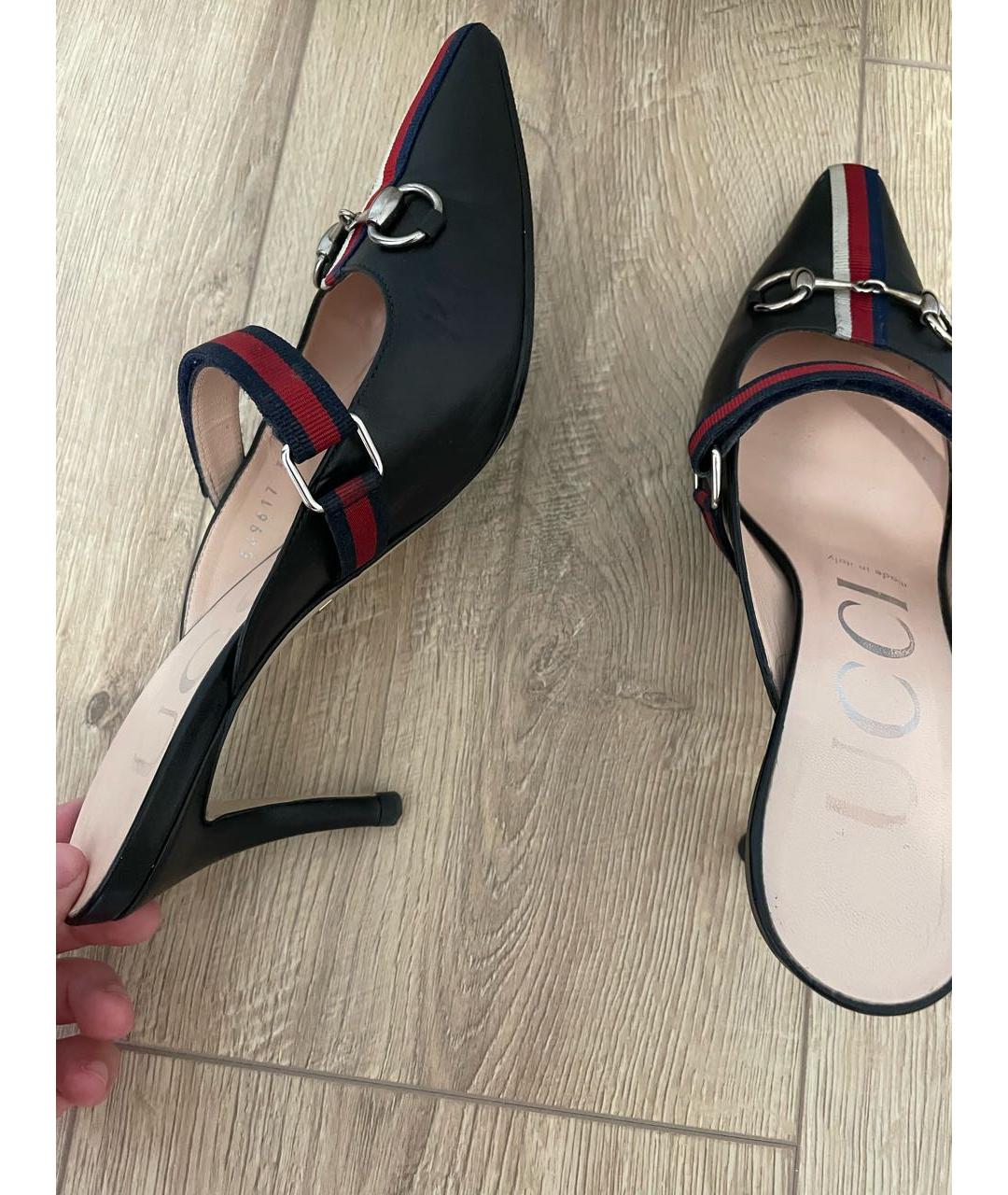 GUCCI Черные кожаные мюли, фото 4