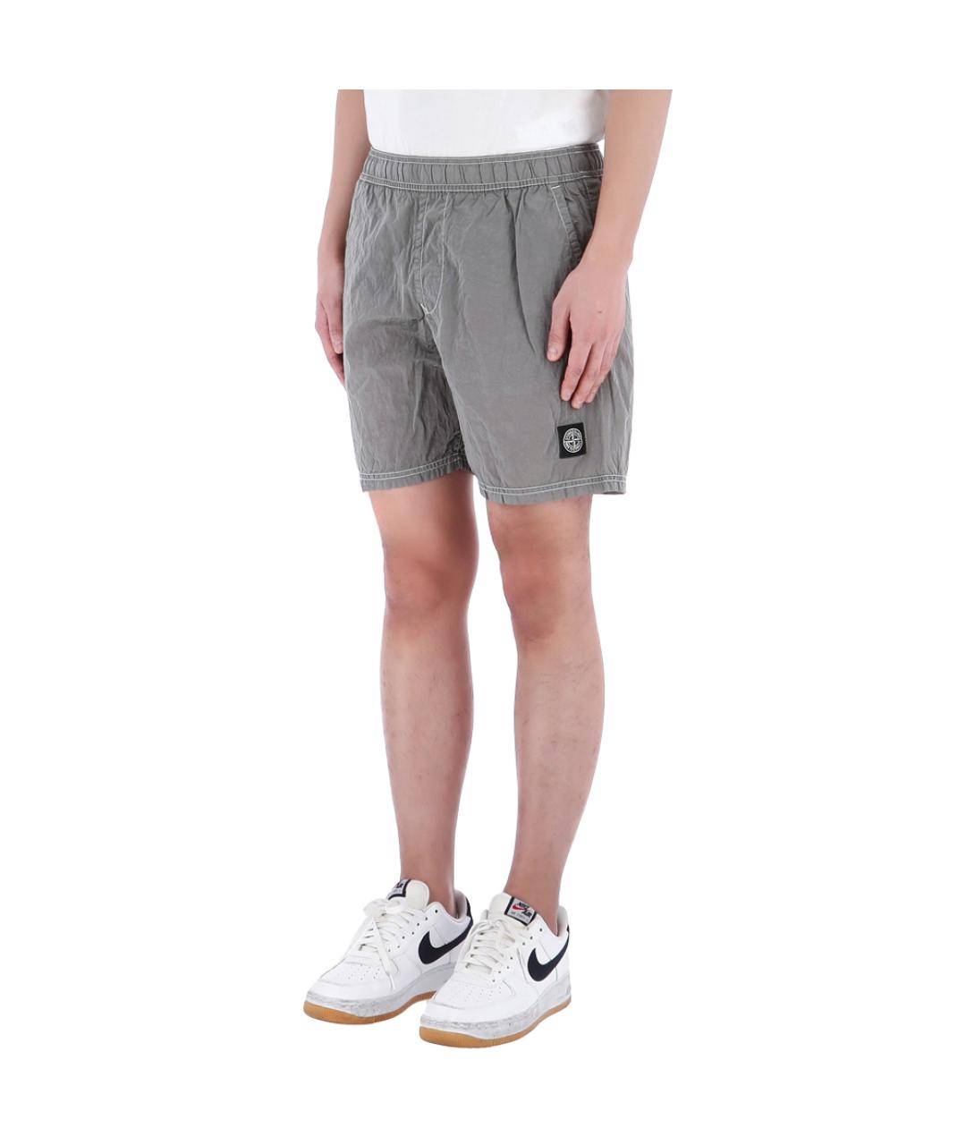 STONE ISLAND Серебряные шорты, фото 4