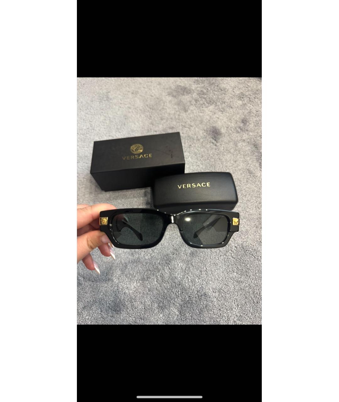 VERSACE Черные пластиковые солнцезащитные очки, фото 4